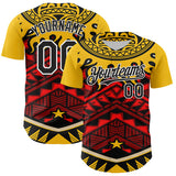 Maxcorners Custom Yellow Black Red-White 3D Pattern Design Rave Party Tribal Authentic Baseball Jersey
 LM0609