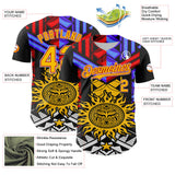 Maxcorners Custom Black Yellow Red-White 3D Pattern Design Rave Party Sun Tribal Premium Baseball Jersey LM0210