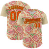 Maxcorners Custom Cream Orange Black-Yellow 3D Pattern Design Rave Party Paisley Bandana Premium Baseball Jersey LM0210