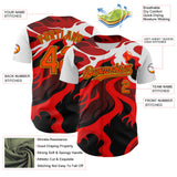 Maxcorners Custom White Orange Black-Yellow 3D Pattern Design Rave Party Flame Lava Premium Baseball Jersey LM0210
