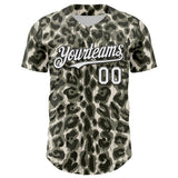 Maxcorners Custom Cream White-Black 3D Pattern Design Rave Party Animal Leopard Print Premium Baseball Jersey LM0210
