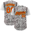 Maxcorners Custom White Orange Black-Yellow 3D Pattern Design Rave Party Animal Zebra Print Premium Baseball Jersey LM0210