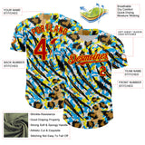 Maxcorners Custom White Red-Gold 3D Pattern Design Rave Party Animal Tiger And Leopard Print Premium Baseball Jersey LM0210