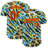 Maxcorners Custom White Red-Gold 3D Pattern Design Rave Party Animal Tiger And Leopard Print Premium Baseball Jersey LM0210