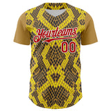 Maxcorners Custom Yellow Red Black-White 3D Pattern Design Rave Party Animal Snake Python Print Premium Baseball Jersey LM0210