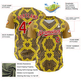 Maxcorners Custom Yellow Red Black-White 3D Pattern Design Rave Party Animal Snake Python Print Premium Baseball Jersey LM0210