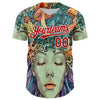 Maxcorners Custom Green Red-White 3D Pattern Design Rave Party Trippy Magic Mushroom Premium Baseball Jersey LM0210