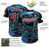 Maxcorners Custom Black Red-White 3D Pattern Design Burner Costumes Horror Skull Premium Baseball Jersey LM0210