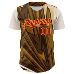 Maxcorners Custom Brown Red-Yellow 3D Pattern Design Burner Costumes Desert Premium Baseball Jersey LM0210