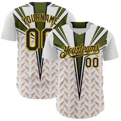 Maxcorners Custom White Black-Yellow 3D Pattern Design Burner Costumes Lightning Premium Baseball Jersey LM0210