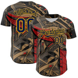 Maxcorners Custom Black Navy-Yellow 3D Pattern Design Burner Costumes Abstract Shape Premium Baseball Jersey LM0210