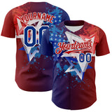 Maxcorners Custom Red Royal-White 3D Gradient American Flag America-Inspired Authentic Baseball Jersey
 LM0609