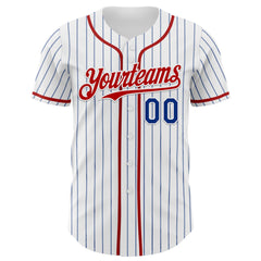 Maxcorners Custom White Black Pinstripe Royal-Red 3D American Flag National Symbols Premium Baseball Jersey LM0210