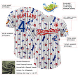 Maxcorners Custom White Black Pinstripe Royal-Red 3D American Flag Statue Of Liberty Premium Baseball Jersey LM0210