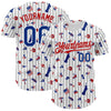 Maxcorners Custom White Black Pinstripe Royal-Red 3D American Flag Statue Of Liberty Premium Baseball Jersey LM0210