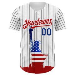 Maxcorners Custom Blue Royal Red-White 3D Retro American Flag Premium Baseball Jersey LM0210