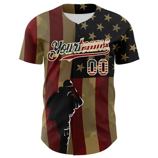 Maxcorners Custom White Royal-Red 3D American Flag Independence Day National Symbols Premium Baseball Jersey LM0210