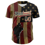 Maxcorners Custom White Royal-Red 3D American Flag Independence Day National Symbols Premium Baseball Jersey LM0210