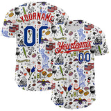 Maxcorners Custom White Royal-Red 3D American Flag Independence Day National Symbols Authentic Baseball Jersey
 LM0609