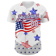 Maxcorners Custom Red USA Flag Royal Black-White 3D Gradient American Flag Premium Baseball Jersey LM0210