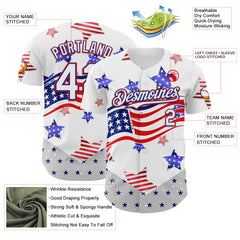 Maxcorners Custom Red USA Flag Royal Black-White 3D Gradient American Flag Premium Baseball Jersey LM0210