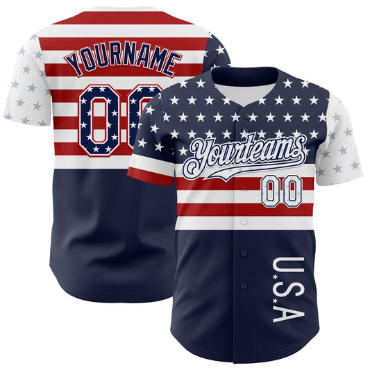 Maxcorners Custom Graffiti Pattern Vintage USA Flag Black Crimson-Cream 3D Scratch Premium Baseball Jersey LM0210