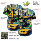 Maxcorners Custom Green Gold-Thunder Blue 3D Pattern Design New York Cityscape Statue Of Liberty Premium Baseball Jersey LM0210