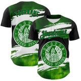 Maxcorners Custom Black Grass Green-White 3D Pattern Design Boston Cityscape Stamp Premium Baseball Jersey LM0210