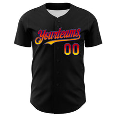 Maxcorners Custom Black Orange-Dark Purple 3D Pattern Design Gradient Miami Cityscape Sunset Premium Baseball Jersey LM0210