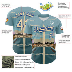 Maxcorners Custom Blue Cream-Royal 3D Pattern Design Washington Cityscape Skyline Premium Baseball Jersey LM0210