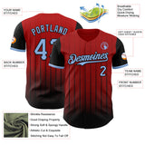 Maxcorners Custom Red Light Blue-Black 3D Pattern Design Gradient Geometric Shape Premium Baseball Jersey LM0210