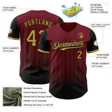 Maxcorners Custom Crimson Old Gold-Black 3D Pattern Design Gradient Geometric Shape Premium Baseball Jersey LM0210
