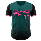 Maxcorners Custom Teal Pink-Black 3D Pattern Design Gradient Geometric Shape Premium Baseball Jersey LM0210