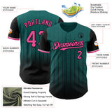 Maxcorners Custom Teal Pink-Black 3D Pattern Design Gradient Geometric Shape Premium Baseball Jersey LM0210
