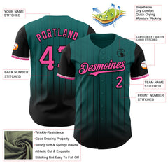 Maxcorners Custom Teal Pink-Black 3D Pattern Design Gradient Geometric Shape Premium Baseball Jersey LM0210