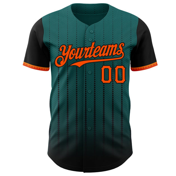 Maxcorners Custom Teal Orange-Black 3D Pattern Design Gradient Geometric Shape Premium Baseball Jersey LM0210