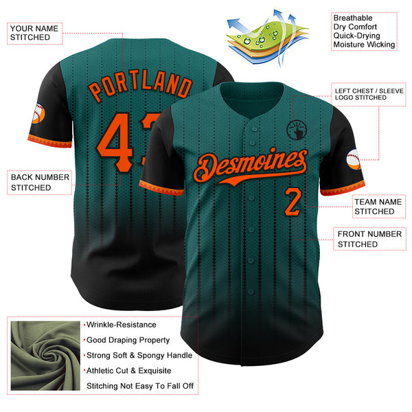 Maxcorners Custom Teal Orange-Black 3D Pattern Design Gradient Geometric Shape Premium Baseball Jersey LM0210