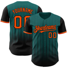 Maxcorners Custom Teal Orange-Black 3D Pattern Design Gradient Geometric Shape Premium Baseball Jersey LM0210