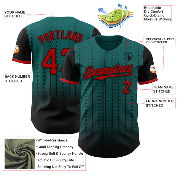 Maxcorners Custom Teal Red-Black 3D Pattern Design Gradient Geometric Shape Premium Baseball Jersey LM0210