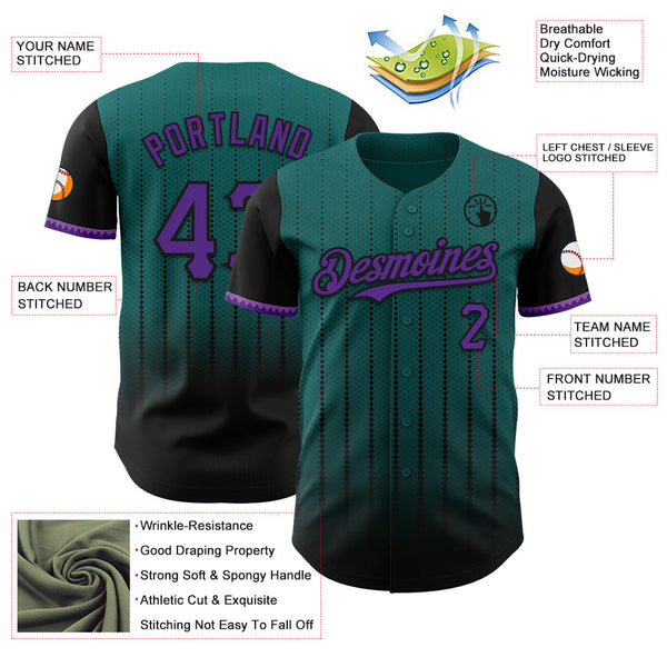 Maxcorners Custom Teal Purple-Black 3D Pattern Design Gradient Geometric Shape Premium Baseball Jersey LM0210