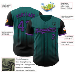 Maxcorners Custom Teal Purple-Black 3D Pattern Design Gradient Geometric Shape Premium Baseball Jersey LM0210
