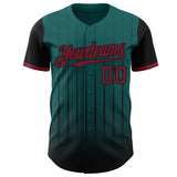 Maxcorners Custom Teal Crimson-Black 3D Pattern Design Gradient Geometric Shape Premium Baseball Jersey LM0210