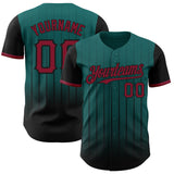 Maxcorners Custom Teal Crimson-Black 3D Pattern Design Gradient Geometric Shape Premium Baseball Jersey LM0210