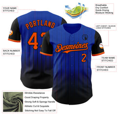 Maxcorners Custom Thunder Blue Orange-Black 3D Pattern Design Gradient Geometric Shape Premium Baseball Jersey LM0210