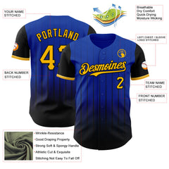 Maxcorners Custom Thunder Blue Gold-Black 3D Pattern Design Gradient Geometric Shape Premium Baseball Jersey LM0210