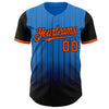 Maxcorners Custom Electric Blue Orange-Black 3D Pattern Design Gradient Geometric Shape Premium Baseball Jersey LM0210