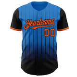 Maxcorners Custom Electric Blue Orange-Black 3D Pattern Design Gradient Geometric Shape Premium Baseball Jersey LM0210