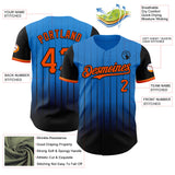 Maxcorners Custom Electric Blue Orange-Black 3D Pattern Design Gradient Geometric Shape Premium Baseball Jersey LM0210