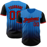 Maxcorners Custom Electric Blue Red-Black 3D Pattern Design Gradient Geometric Shape Premium Baseball Jersey LM0210