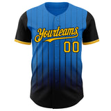 Maxcorners Custom Electric Blue Gold-Black 3D Pattern Design Gradient Geometric Shape Premium Baseball Jersey LM0210